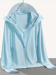 Women's Sunshade Hooded Shirts Drawstring Long Sleeve Cover Up
