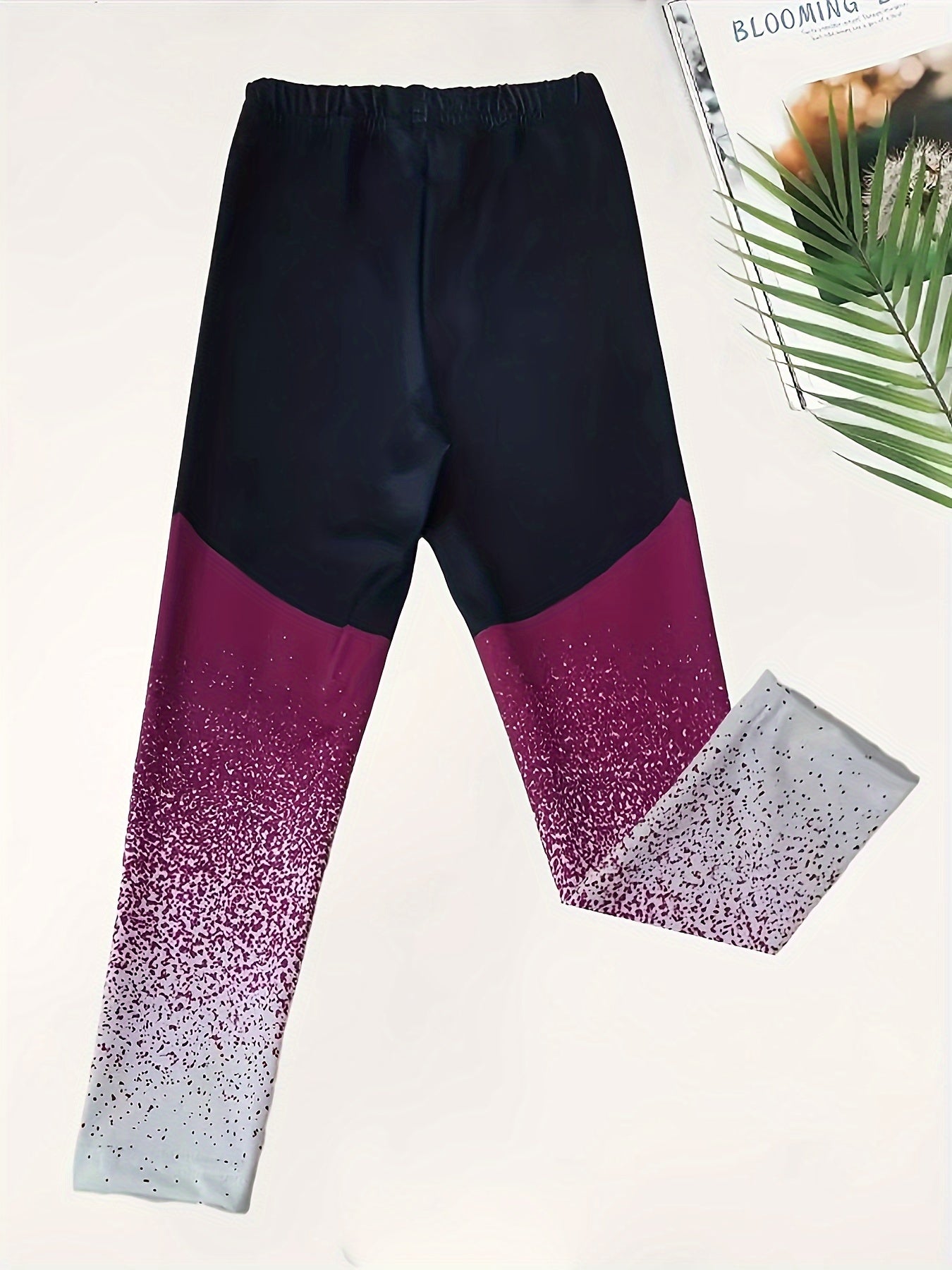 Girls Splicing Leggings Comfy Slim Leggings For Sports Running Jogging Gym