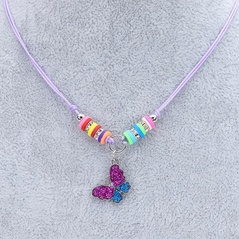 24pcs Cartoon Mermaid Butterfly Bee Charm Children's Bracelet Necklace Set