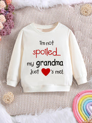 Grandma Loves Me Graphic Print Crew Neck Sweatshirt for Toddler Girls