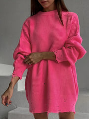 Ripped Pullover Knitted Top Casual Drop Shoulder Sweater