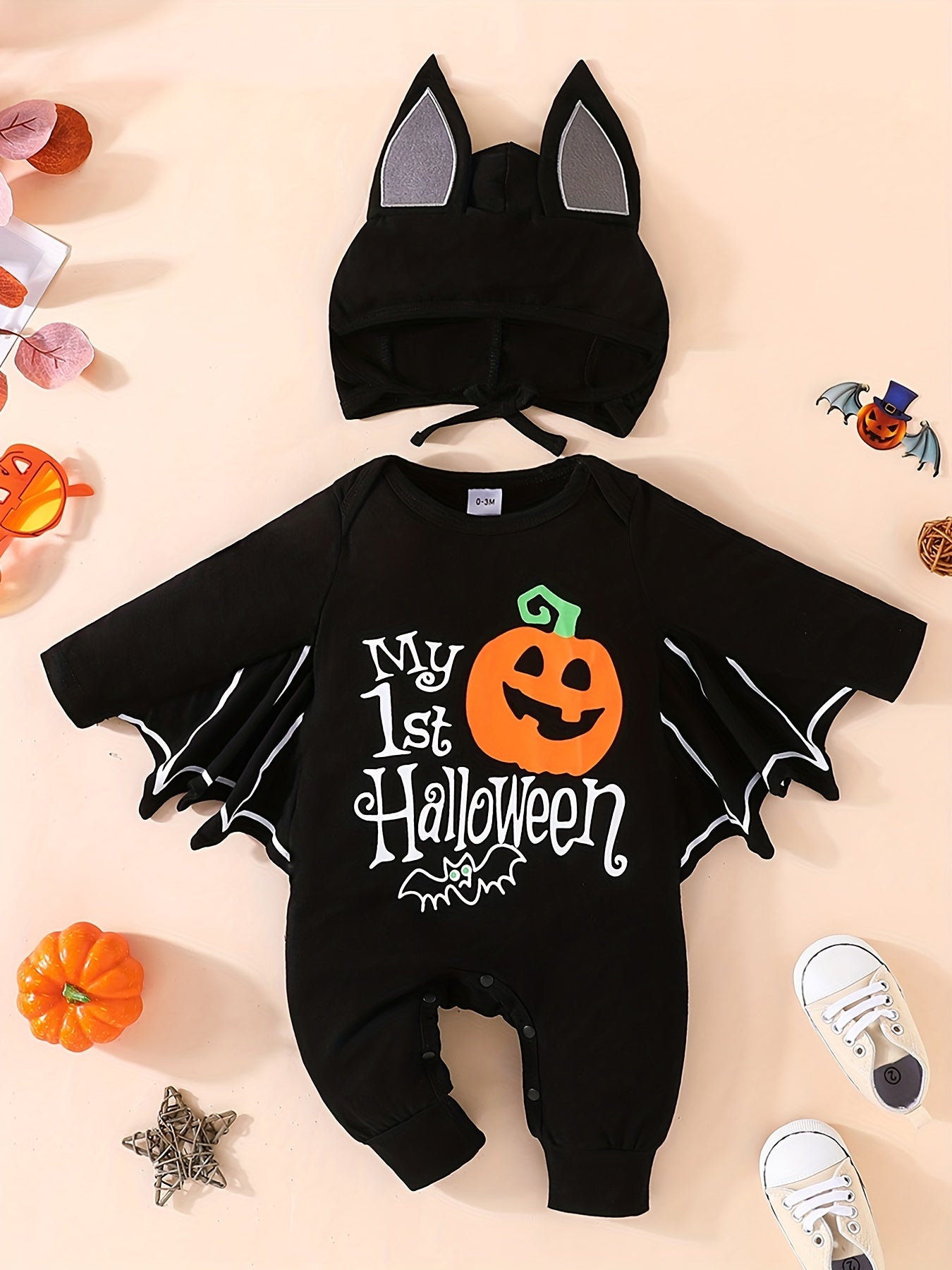 Baby Boys Halloween Animal Shape Cosplay Costume Bodysuit Hat