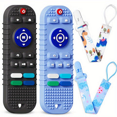 2pcs Soft Silicone Teething Toys For Babies, Remote Control Shape Teething Toys