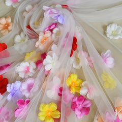 Colorful Floral Boho Bridal Veil for Hawaiian Theme