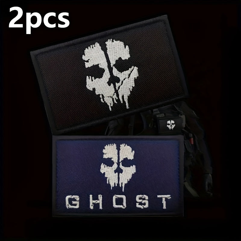 2pcs Ghost Pattern Embroidered Patches for Backpacks and Clothing