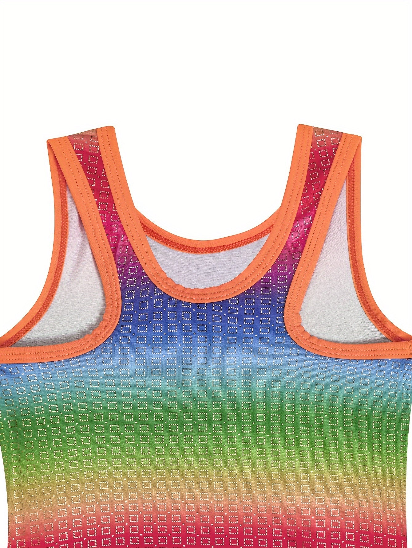 Girls Rainbow Sleeveless Gymnastics Jumpsuit For Dance Sports