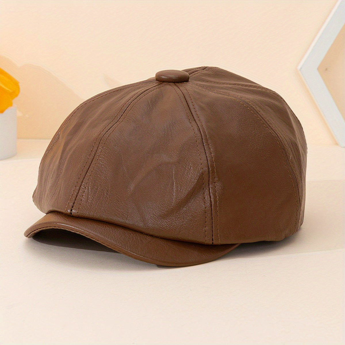 Adjustable Unisex Leather Peaked Cap for Outdoor Sport
