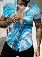 Abstract Print Men's Casual Short Sleeve Shirt
