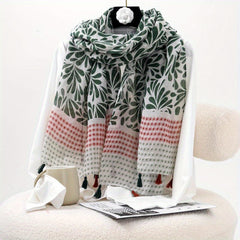 Boho Contrast Scarf Lightweight Soft Tassel Shawl