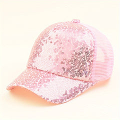 Y2K Stitching Sequin Mesh Cap Sun Protection