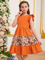 Girls Colorblock Hipster Princess Dress - Spring Autumn Kids Clothes