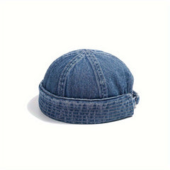 Vintage Denim Sailor Cap Brimless Landlord Hat Spring Autumn