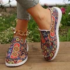 Women's Low Top Canvas Slip On Flat Shoes Lightweight Walking Shoes