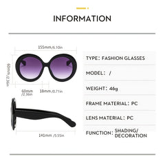 Oversize Oval Sunglasses Thick Frame UV Protection