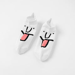 10 Pairs Expression Print Short Socks & Funny Comfy Low Cut Ankle Socks