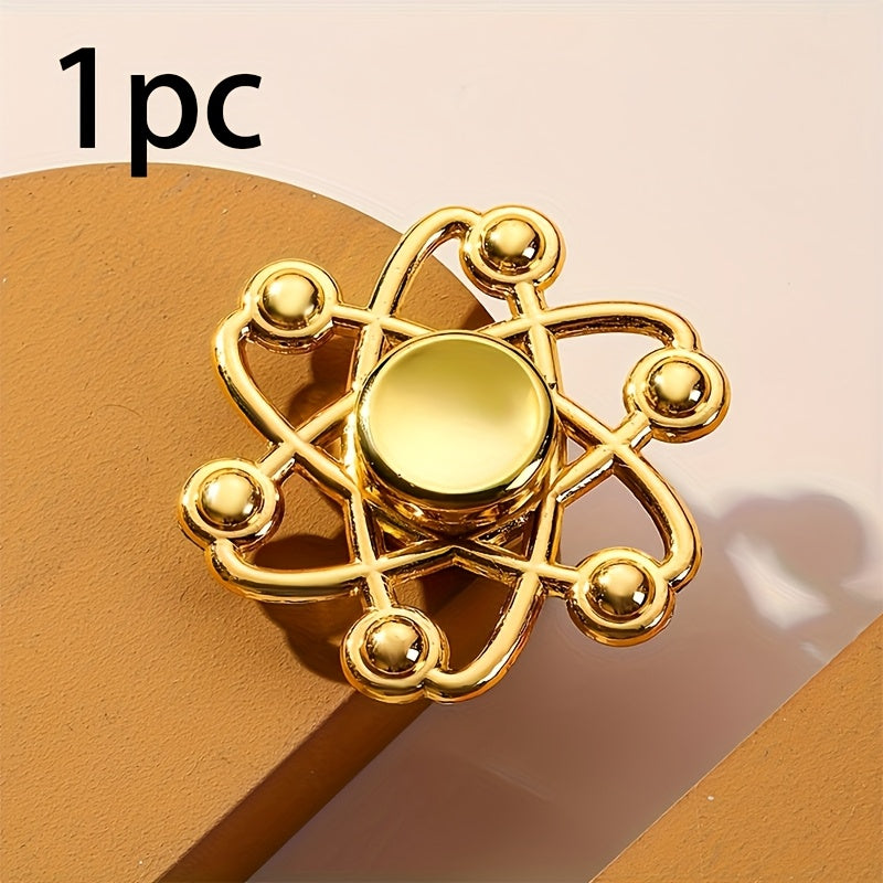 Yellow Fidget Spinner with Golden Beads for Anxiety Relief Focus & Motor Skills