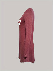 Ghost Print Night Dress Crew Neck Long Sleeve Pajama Dress Women's Sleepwear