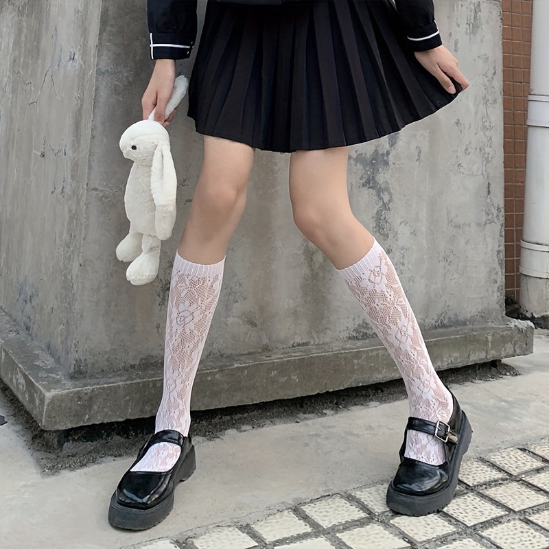 Floral Lace Calf Socks Lolita Knee High Stockings