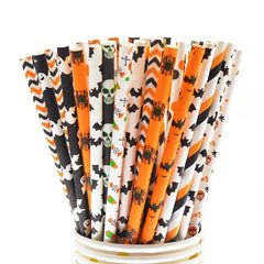 25pcs Halloween Paper Straw Cup Decoration