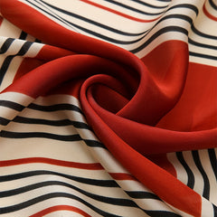 Orange Striped Print Bandana Shawl Satin Square Scarf For Women