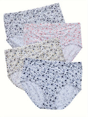 4 Pcs Women's Plus Ditsy Floral Print Comfort Briefs