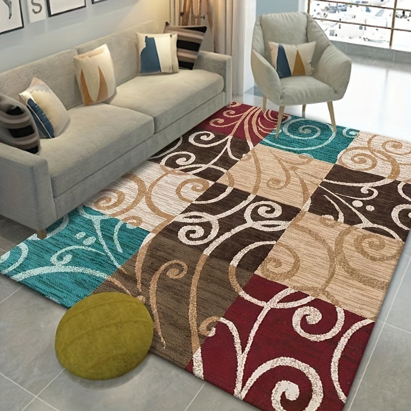 Geometric Crystal Velvet Area Rug Soft and Comfortable Non Slip TPR Base