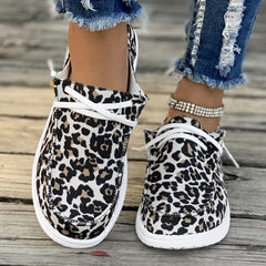 Leopard Pattern Flat Shoes Women's Slip On Casual Shoes Lightweight
