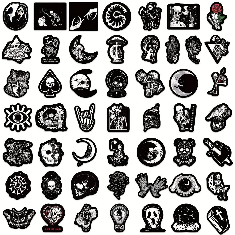 50pcs Horror and Doodle Stickers Waterproof Stickers