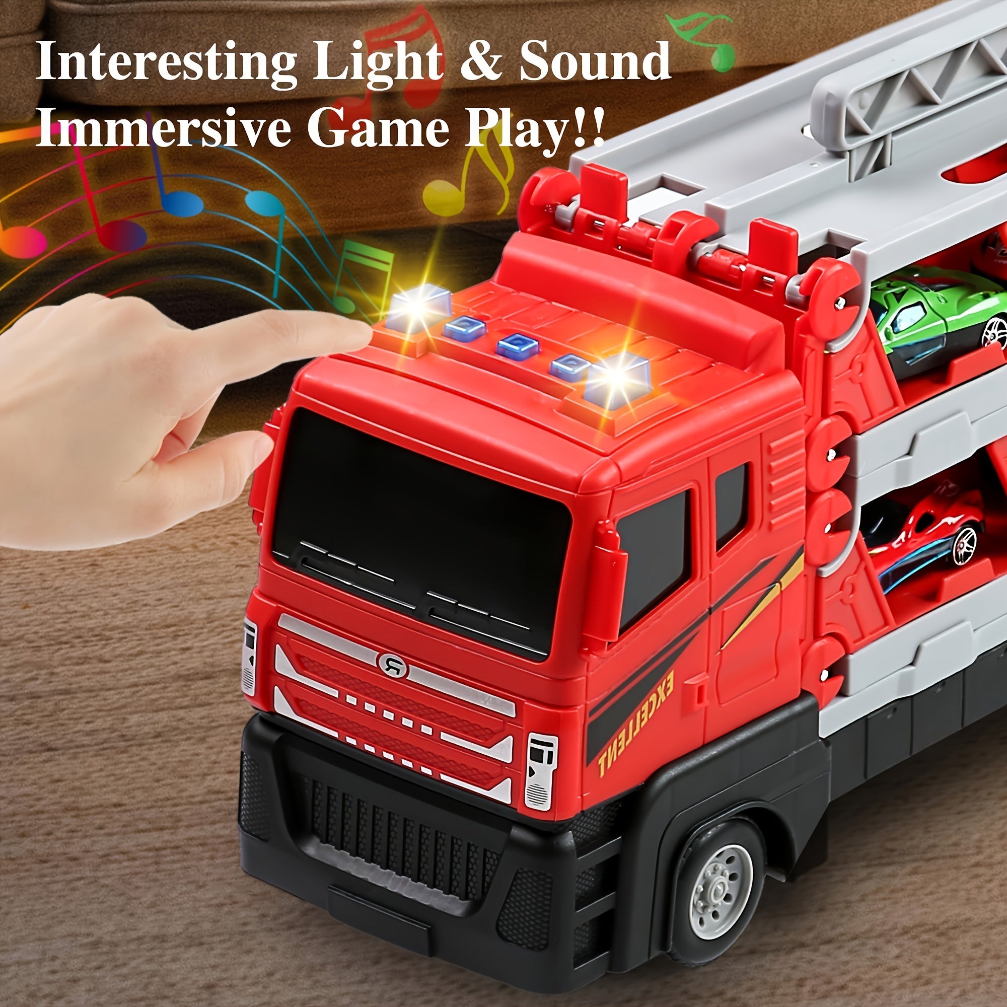 Truck Toys 64 Inch Ejection Race Track with 4 Alloy Cars