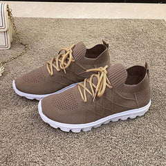 Women's Knitted Sports Shoes Comfy Lace Up Low Top Casual Running Sneakers