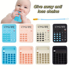 Baby Silicone Calculator Teething Toy with Anti-drop Chain