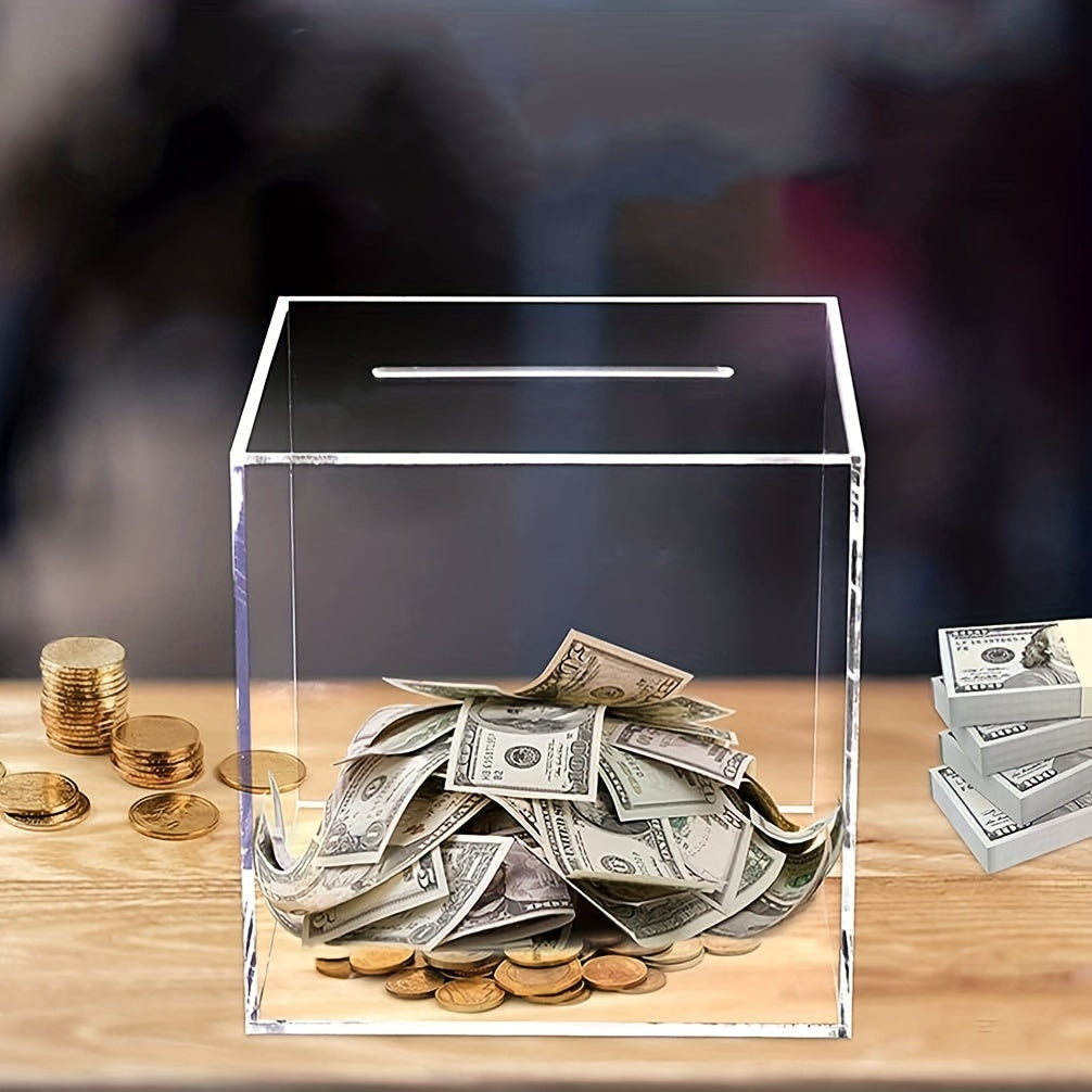 Medium Acrylic Square Piggy Bank for Children and Adults