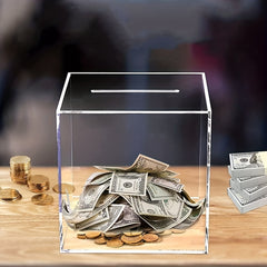 Medium Acrylic Square Piggy Bank for Children and Adults