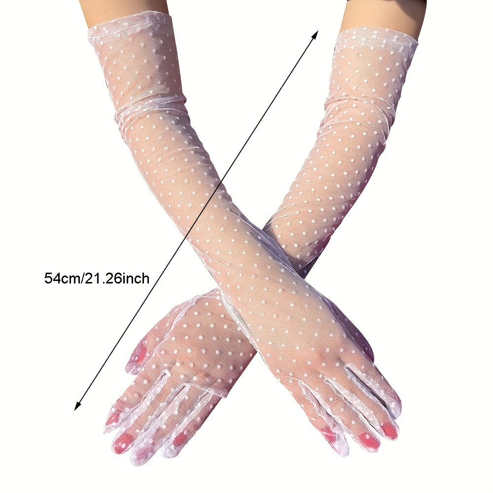 Vintage Polka Dot Gloves Long Wedding Dress Gloves Women