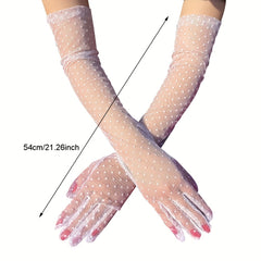 Vintage Polka Dot Gloves Long Wedding Dress Gloves Women