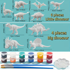 15pcs Dino Painting Set w/ 10 Paints & Molds DIY Craft Kit for Boys & Girls