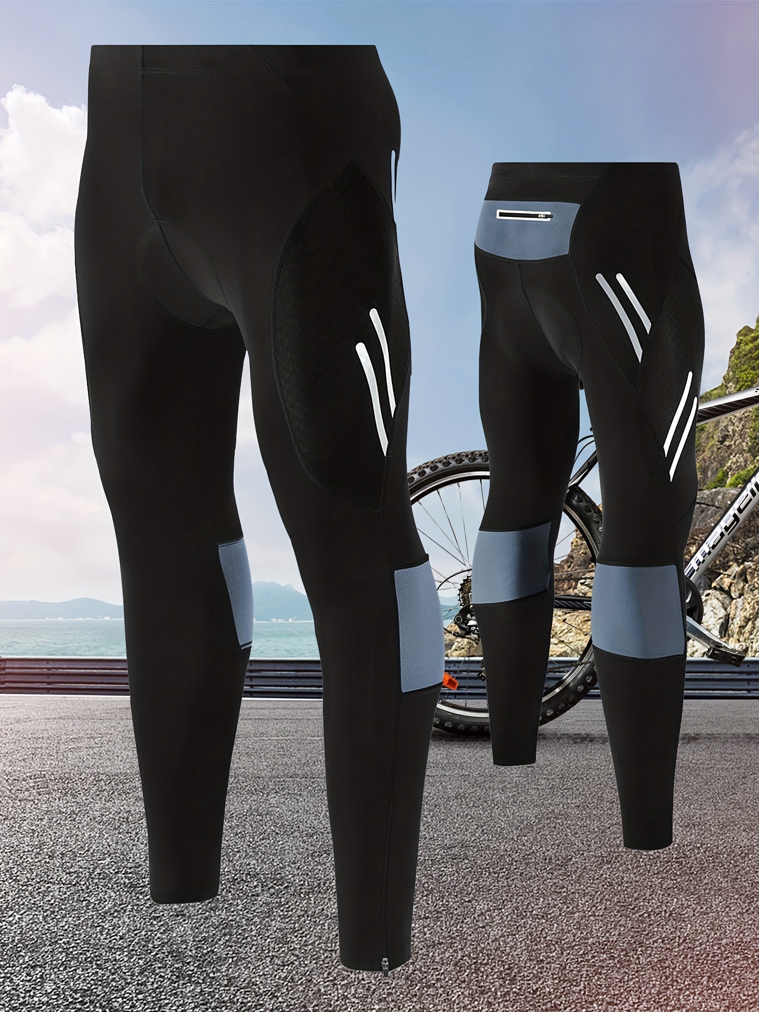 Reflective Men's Cycling Pants 4D Padding Pocket Lightweight