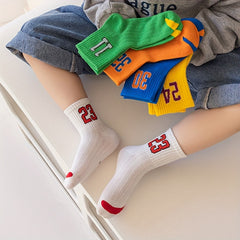 Boy's Letter Crew Socks Comfy Cotton Blend Unisex Casual Style