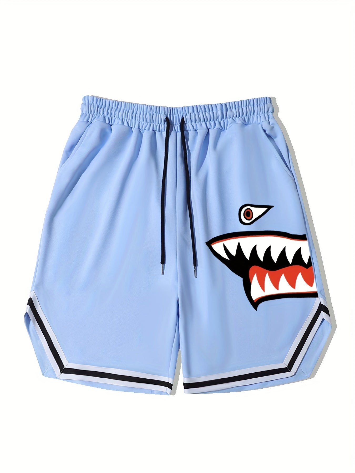 Men's Streetwear Shark Graphic Drawstring Shorts