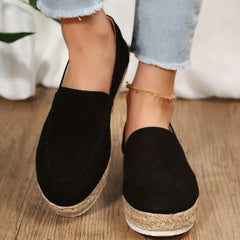 Women's Platform Espadrille Loafers Slip On Casual Flat Shoes