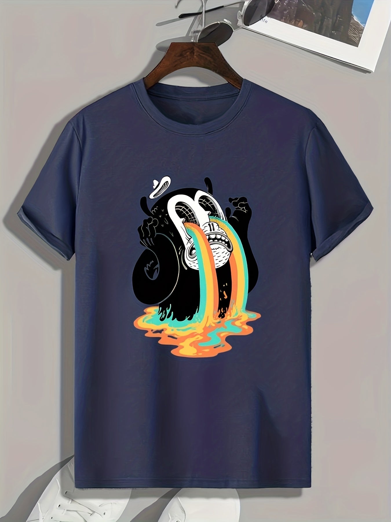 Funny Cartoon Print Men's Graphic T-shirt for Summer