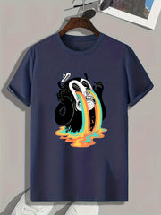 Funny Cartoon Print Men's Graphic T-shirt for Summer