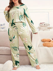 Lounge Set Women's Plus Floral Print Long