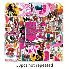 50pcs Cartoon Cowboy Stickers for Notebook Computer Helmet Water Cup