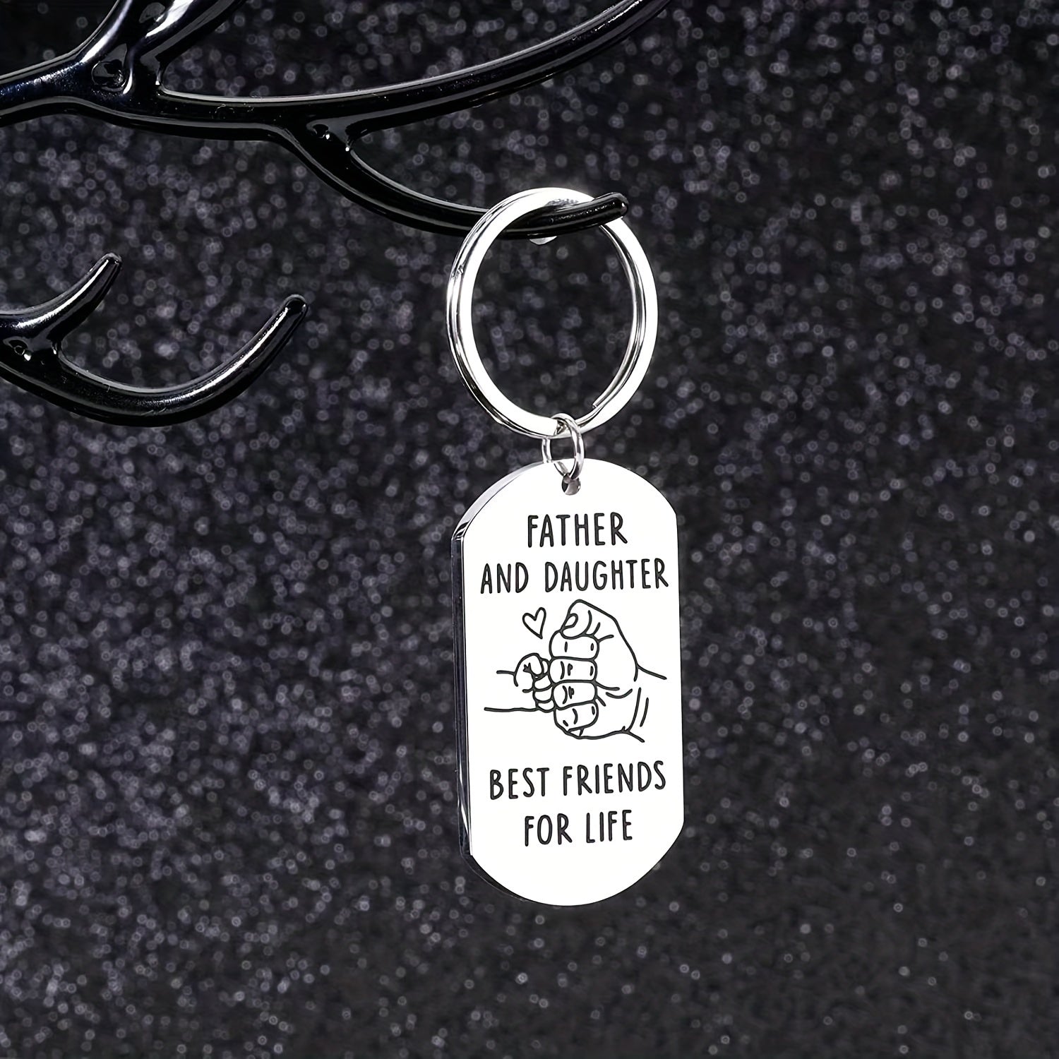 Father Daughter Keychain Gift Stainless Steel Key Ring