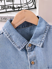 Boys Denim Top Casual Short Sleeve Shirt Summer Clothes