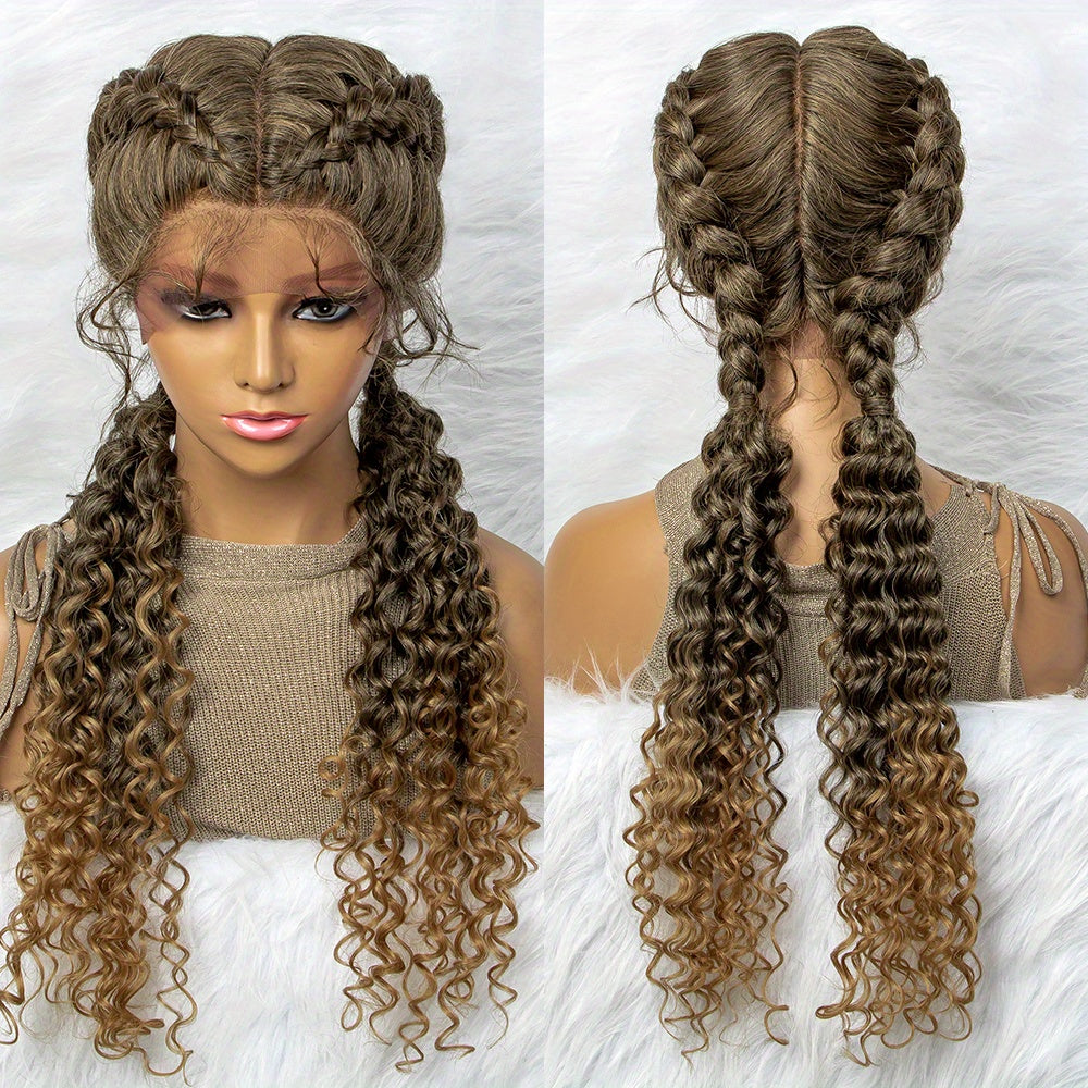 Long Box Braided Lace Front Wig with Baby Hair for Women