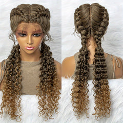 Long Box Braided Lace Front Wig with Baby Hair for Women