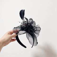 Tea Hats Cocktail Wedding Headpiece Hairband Feather Mesh Net Veil