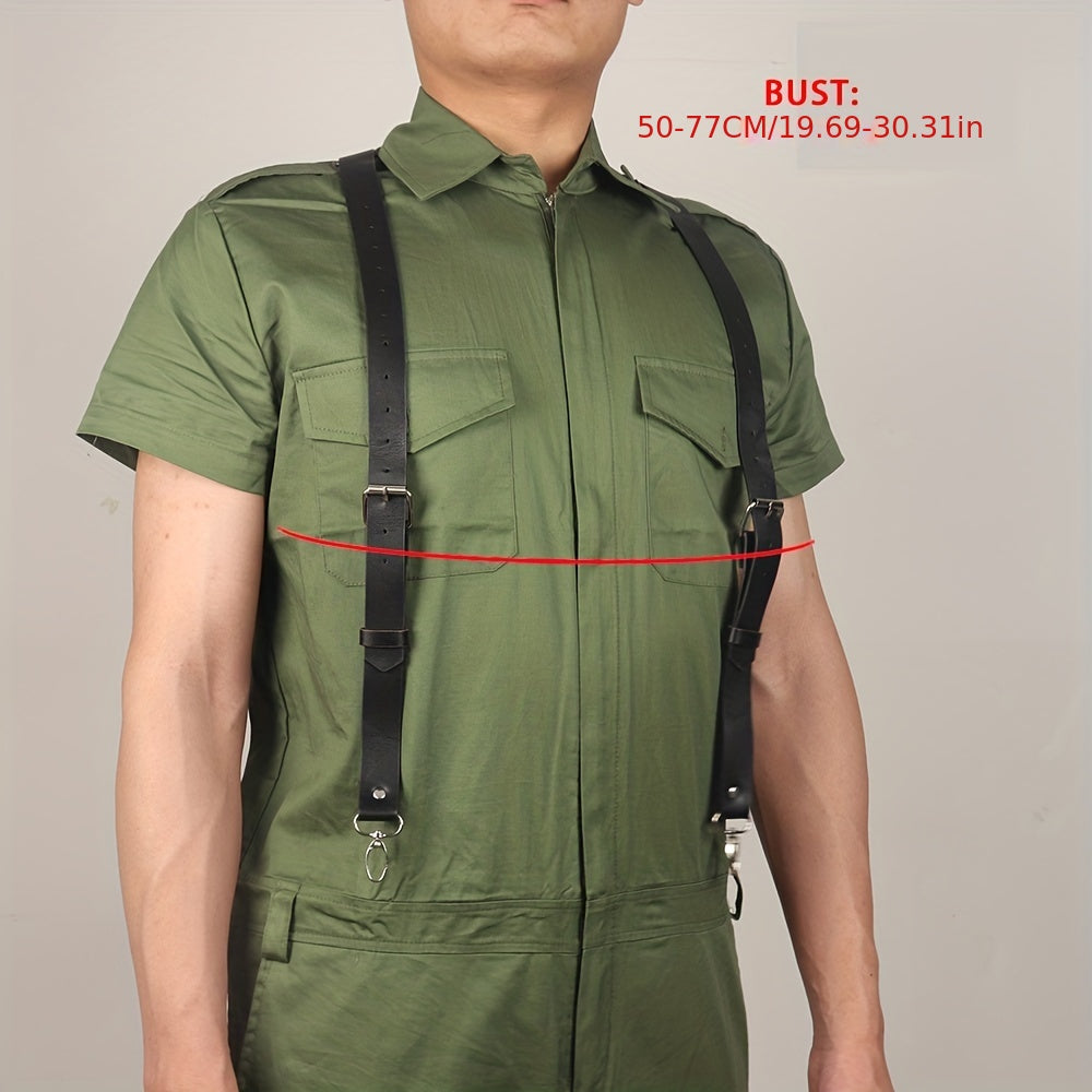 Men's Decorative Leather Suspenders Adjustable British Style